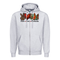 Heather Grey Peace love western christmas trees Zipper Hoodie - Jasminsmagicworld