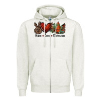 Oatmeal Heather Peace love western christmas trees Zipper Hoodie - Jasminsmagicworld