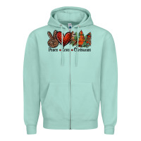 Seafoam Peace love western christmas trees Zipper Hoodie - Jasminsmagicworld