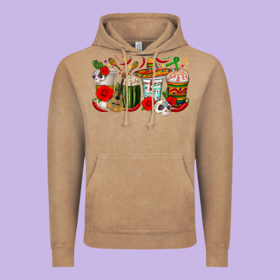 Hispanic Heritage Month Coffee Cups Vintage Hoodie Designed By Texasbilliewilder