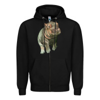 Black baby hippo Zipper Hoodie - LillyAllenDesigns