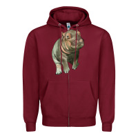 Burgundy baby hippo Zipper Hoodie - LillyAllenDesigns