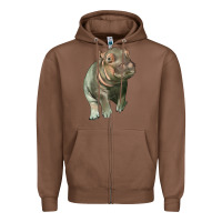 Chestnut baby hippo Zipper Hoodie - LillyAllenDesigns