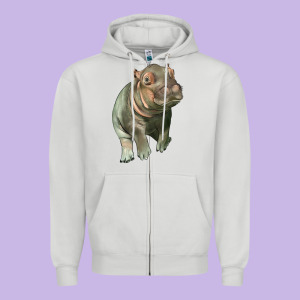 Baby Hippo Zipper Hoodie Designed By Lillyallendesigns