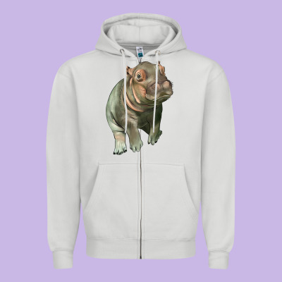 Baby Hippo Zipper Hoodie Designed By Lillyallendesigns