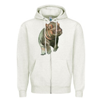 Oatmeal Heather baby hippo Zipper Hoodie - LillyAllenDesigns
