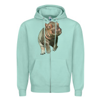 Seafoam baby hippo Zipper Hoodie - LillyAllenDesigns