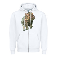 White baby hippo Zipper Hoodie - LillyAllenDesigns