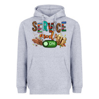 Heather Grey service mode on woman version Heavyweight Hoodie - NancyCooperArtShop