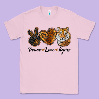 Peace Love Tigers Head Classic Tee Designed By Jahusdesignshop