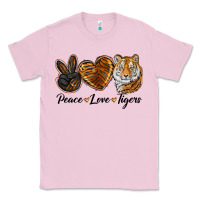 Bubblegum Pink peace love tigers head Classic Tee - JahusDesignShop