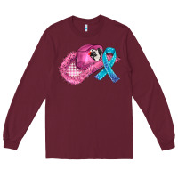 Burgundy cowboy hat and cancer ribbon Long Sleeve Tee - AdoDesignShop