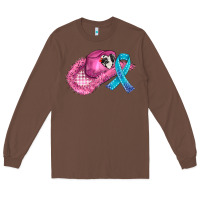 Chestnut cowboy hat and cancer ribbon Long Sleeve Tee - AdoDesignShop