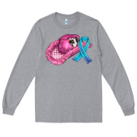 Heather Grey cowboy hat and cancer ribbon Long Sleeve Tee - AdoDesignShop