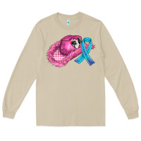 Mushroom cowboy hat and cancer ribbon Long Sleeve Tee - AdoDesignShop