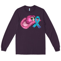 Plum cowboy hat and cancer ribbon Long Sleeve Tee - AdoDesignShop