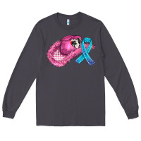 Smoke cowboy hat and cancer ribbon Long Sleeve Tee - AdoDesignShop