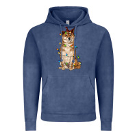 Vintage Denim christmas lights shiba inu Vintage Hoodie - RanaPortraitStore