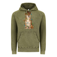 Vintage Olive christmas lights shiba inu Vintage Hoodie - RanaPortraitStore