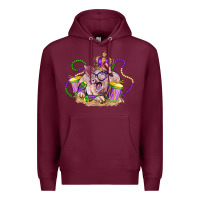 Burgundy Mardi Gras pig Premium Hoodie - LillyAllenDesigns