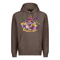 Coffee Mardi Gras pig Premium Hoodie - LillyAllenDesigns