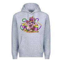 Heather Grey Mardi Gras pig Premium Hoodie - LillyAllenDesigns