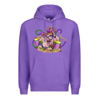 Purple Mardi Gras pig Premium Hoodie - LillyAllenDesigns