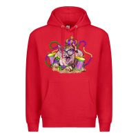 Red Mardi Gras pig Premium Hoodie - LillyAllenDesigns