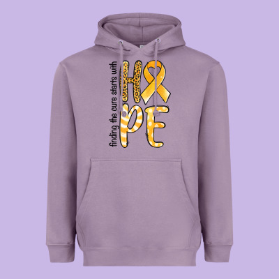 Finding The Cure Starts With Hope Childhood Cancer Heavyweight Hoodie Designed By Nancycooperartshop