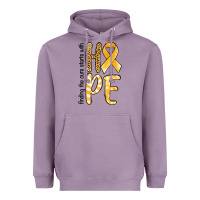 Lavender Finding the cure starts with hope Childhood Cancer Heavyweight Hoodie - NancyCooperArtShop