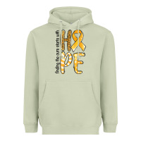 Matcha Finding the cure starts with hope Childhood Cancer Heavyweight Hoodie - NancyCooperArtShop
