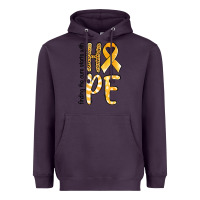Plum Finding the cure starts with hope Childhood Cancer Heavyweight Hoodie - NancyCooperArtShop