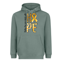 Sage Finding the cure starts with hope Childhood Cancer Heavyweight Hoodie - NancyCooperArtShop