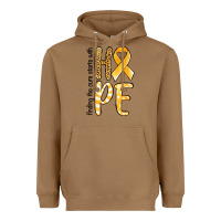 Toasted Coconut Finding the cure starts with hope Childhood Cancer Heavyweight Hoodie - NancyCooperArtShop
