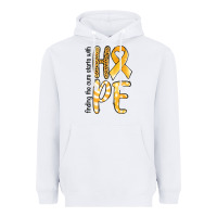 White Finding the cure starts with hope Childhood Cancer Heavyweight Hoodie - NancyCooperArtShop