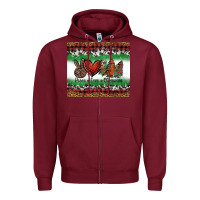 Burgundy Peace Love Christmas Trees Zipper Hoodie - Jasminsmagicworld