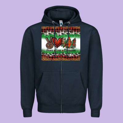 Peace Love Christmas Trees Zipper Hoodie Designed By Jasminsmagicworld