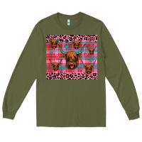 Army Green highland cow valentines Long Sleeve Tee - JahusDesignShop