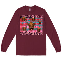 Burgundy highland cow valentines Long Sleeve Tee - JahusDesignShop