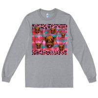 Heather Grey highland cow valentines Long Sleeve Tee - JahusDesignShop