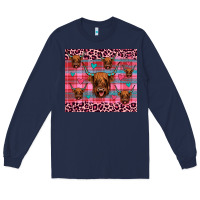 Navy highland cow valentines Long Sleeve Tee - JahusDesignShop