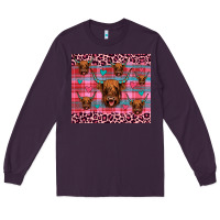 Plum highland cow valentines Long Sleeve Tee - JahusDesignShop