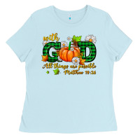 Baby Blue with god all things are possible Ladies Tee - AdoDesignShop