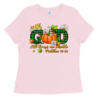 Bubblegum Pink with god all things are possible Ladies Tee - AdoDesignShop