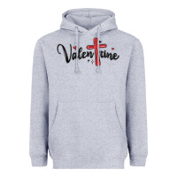 Heather Grey valentine cross glitter Heavyweight Hoodie - MaliasSmallBusiness