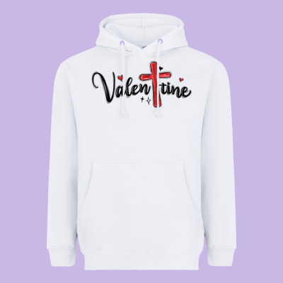Valentine Cross Glitter Heavyweight Hoodie Designed By Maliassmallbusiness