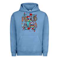 Pigment Pebble Blue Proud Latina Urban Hoodie - texasbilliewilder