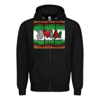 Black Peace Love Christmas Trees Zipper Hoodie - Jasminsmagicworld