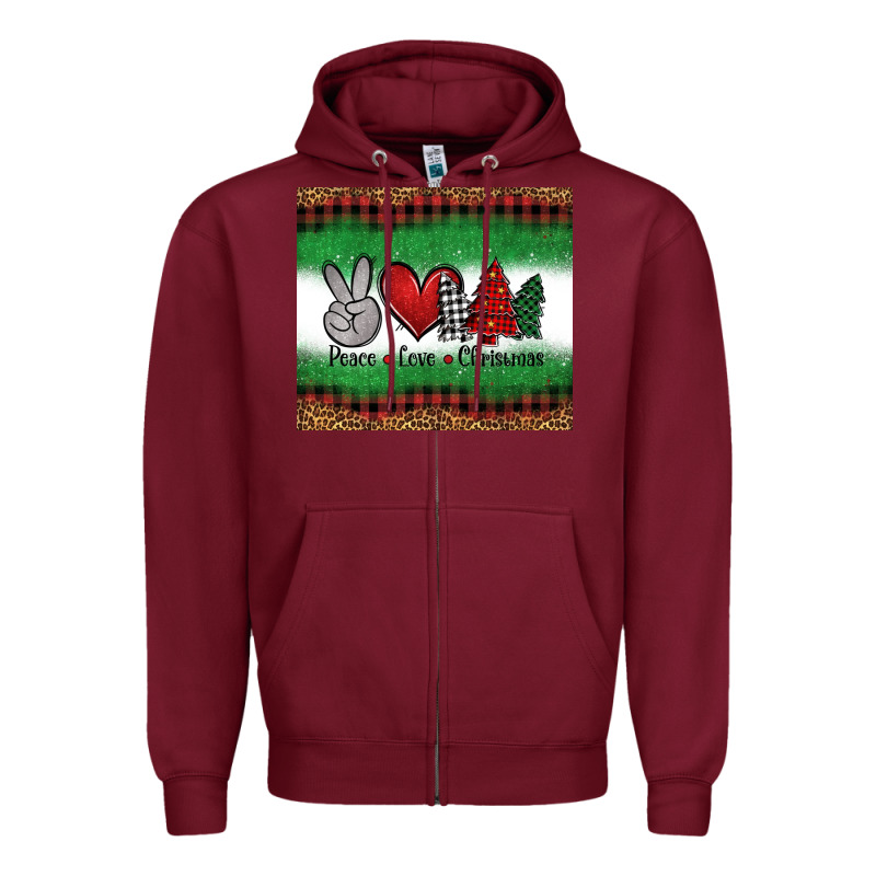 Peace Love Christmas Trees Zipper Hoodie by Jasminsmagicworld | Teevron
