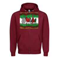 Burgundy Peace Love Christmas Trees Zipper Hoodie - Jasminsmagicworld